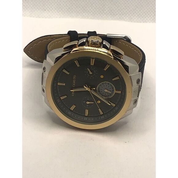 Vince Camuto Unisex Black Leather Analog Grey Dial Quartz Genuine Watch OP281 - Picture 5 of 9